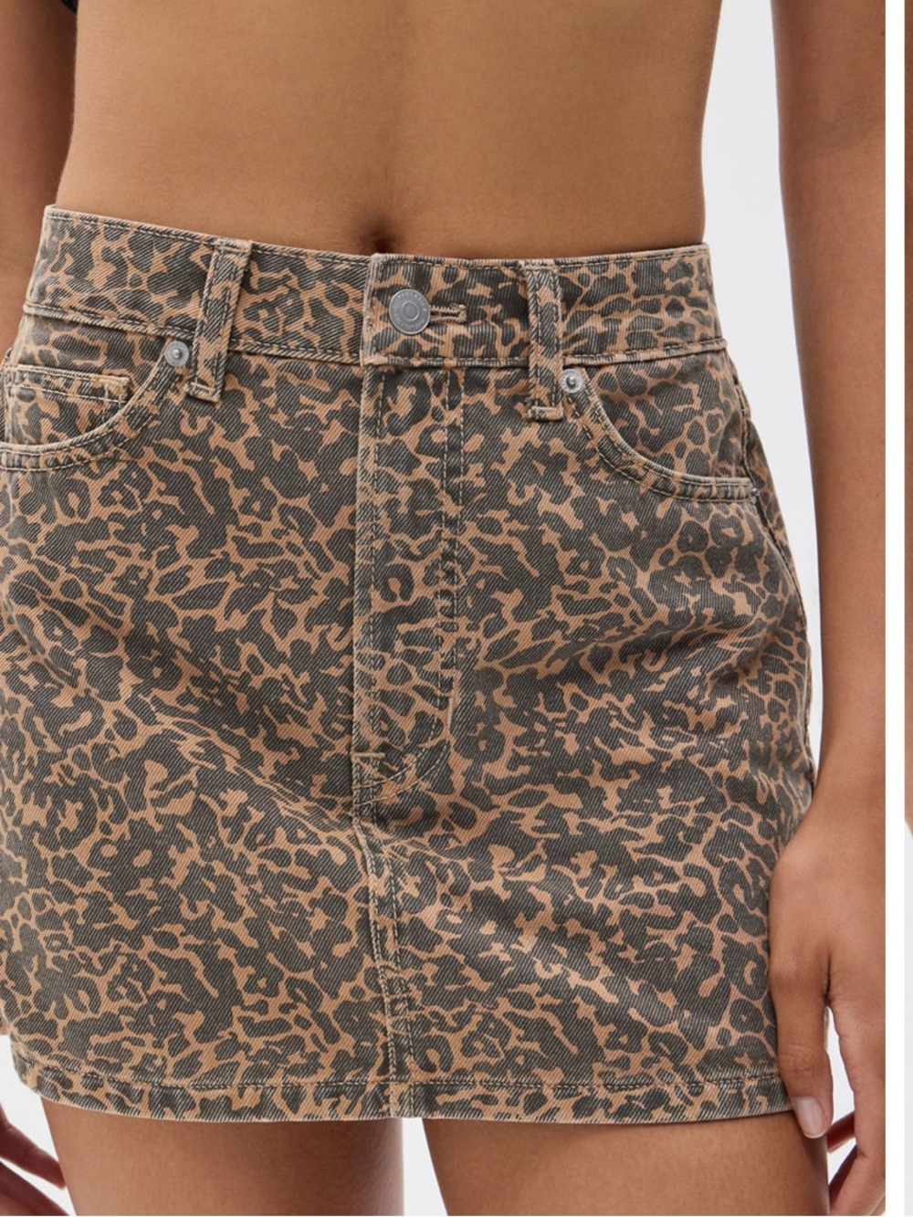 Leopard Print Mini Skirt - Brown/Black denim Fabletics